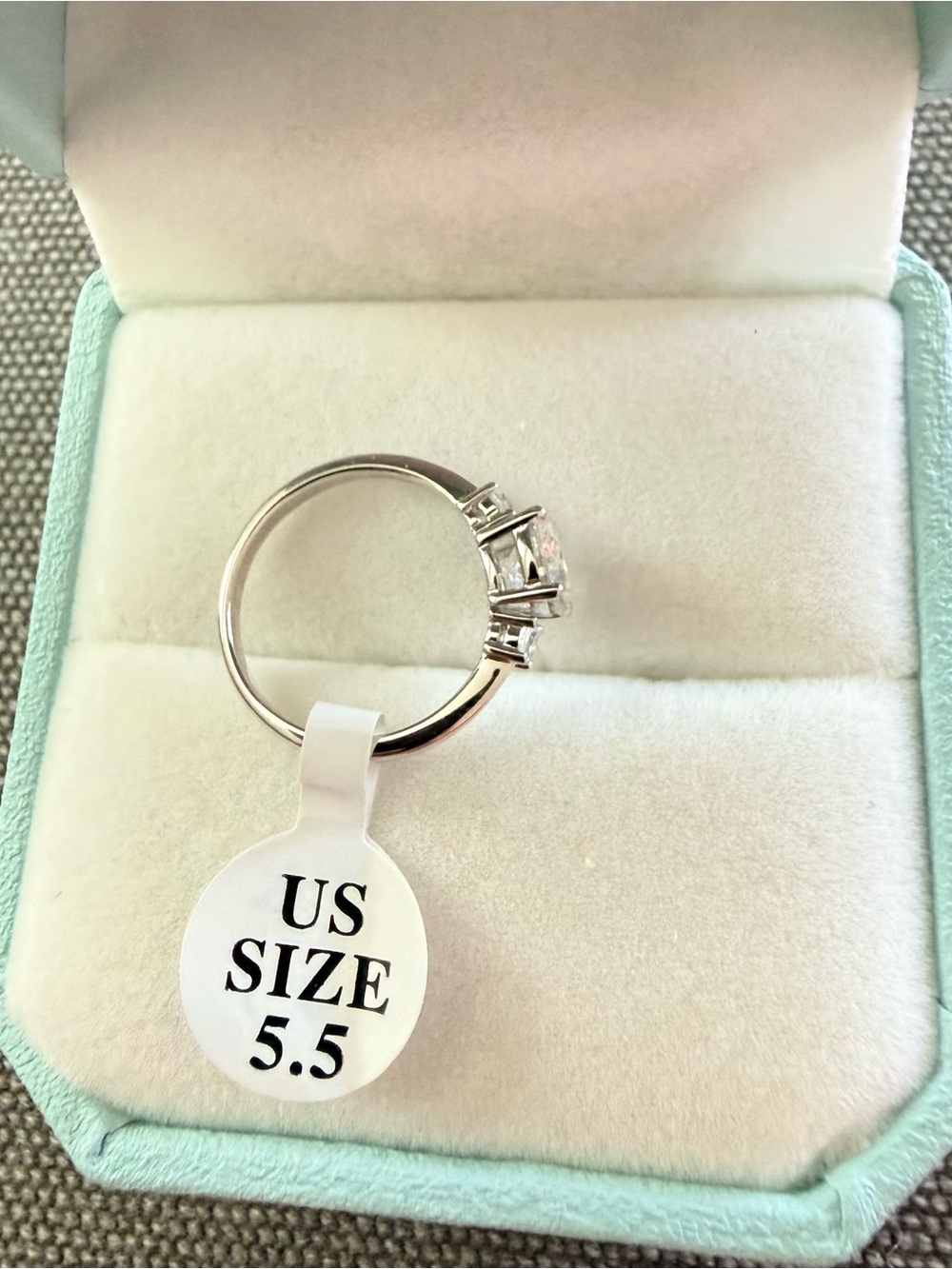 KRKC&CO Moissanite 1.0 CT 3 Stones Engagement Ring S925 Sterling Silver Size 5.5 - Picture 4 of 11